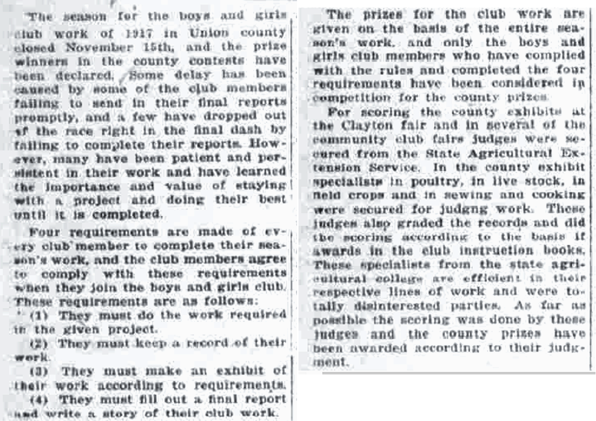 Black and white image of newspaper article about Boys and Girls club work