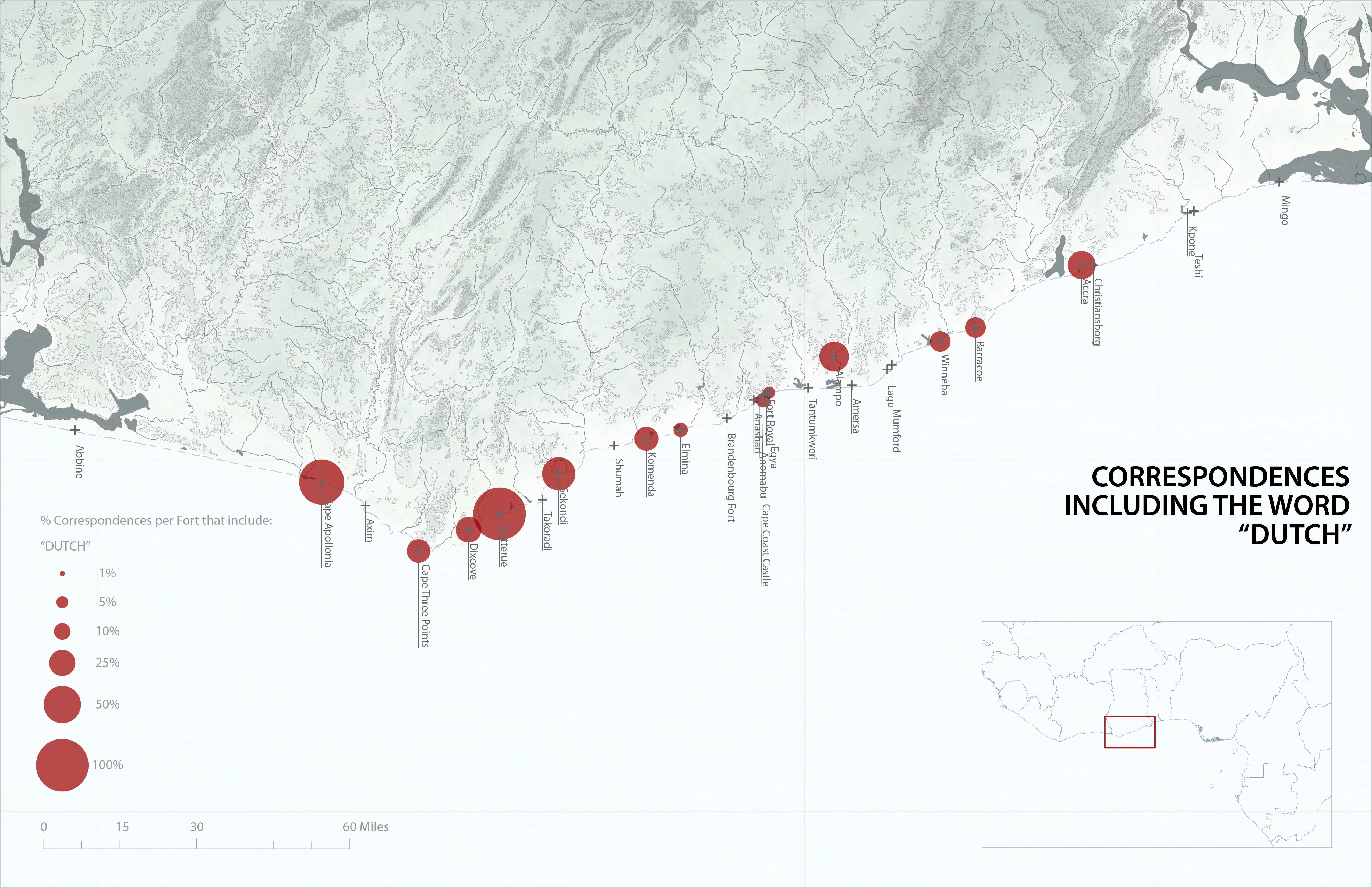 Map showing correspondence including the word "Dutch."