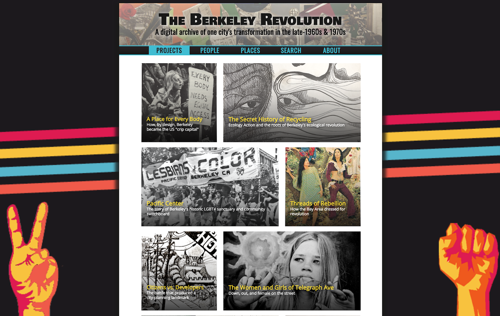 A screenshot of the homepage for The Berkeley Revolution project.