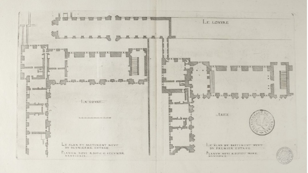 Hand engraved image of the Lourve