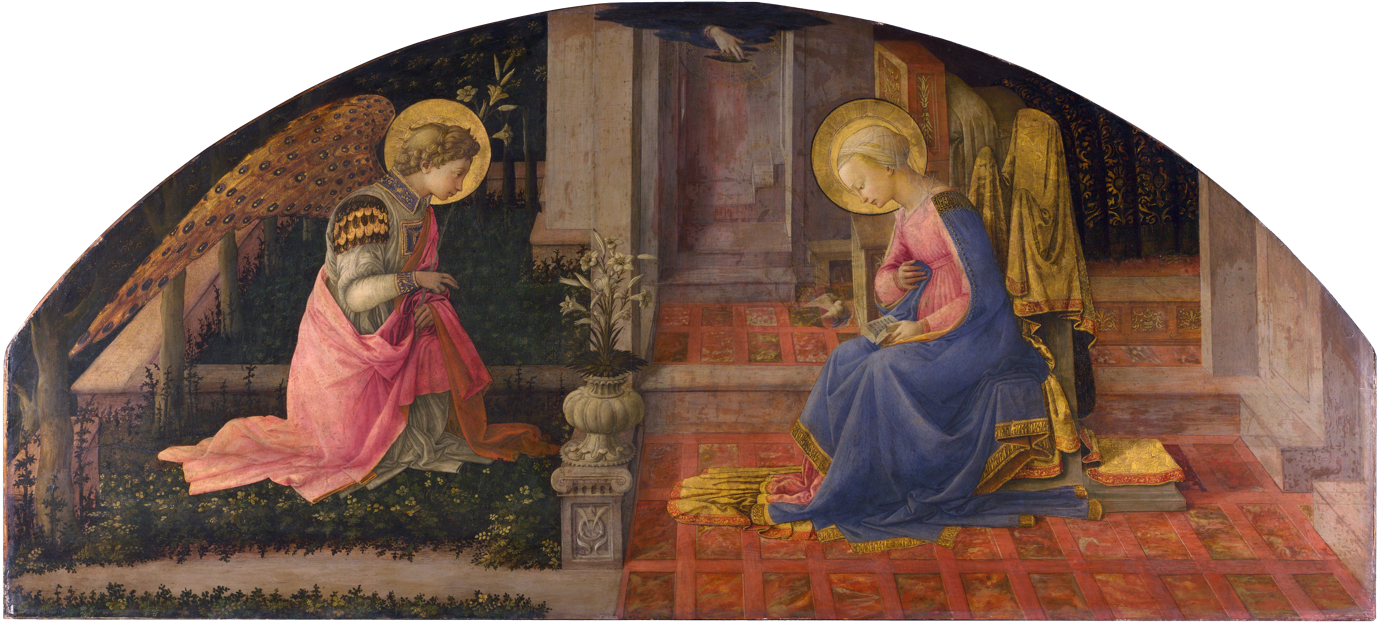Filippo Lippi, The Annunciation, Egg tempra on wood.